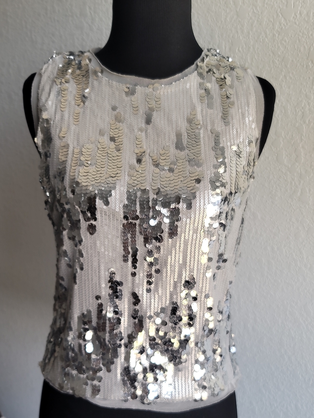 Silver Sequin Sleeveless Women's Dress Top